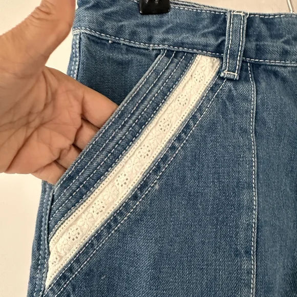 Free People Sweet Surrender Lace Inset High Rise Jean Shorts Size 27 - Picture 3 of 10